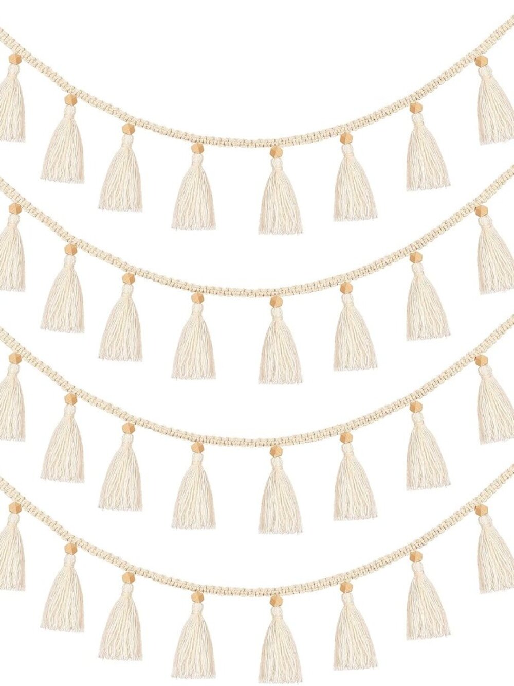 4 Pcs 47.2 Inch Boho Tassel Garland Macrame Fringe Fall Decor